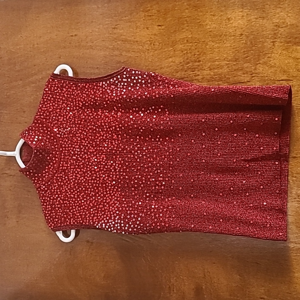 2 for $35-Dressbarn Women’s Size Large Red Sequin Sleeveless Knit Turtleneck Top